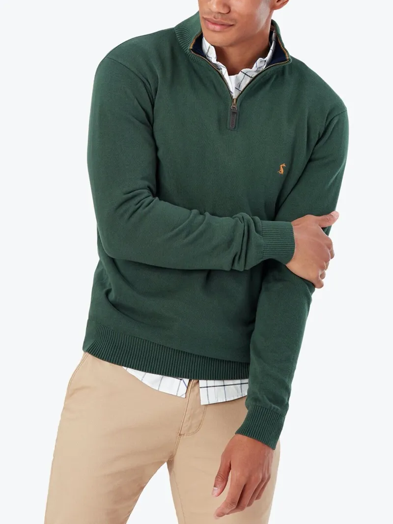 Joules Hillside Zip Neck Racing Green Jumper-2